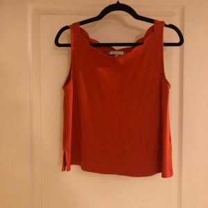 Orange Anthropologie Ruffle Shirt